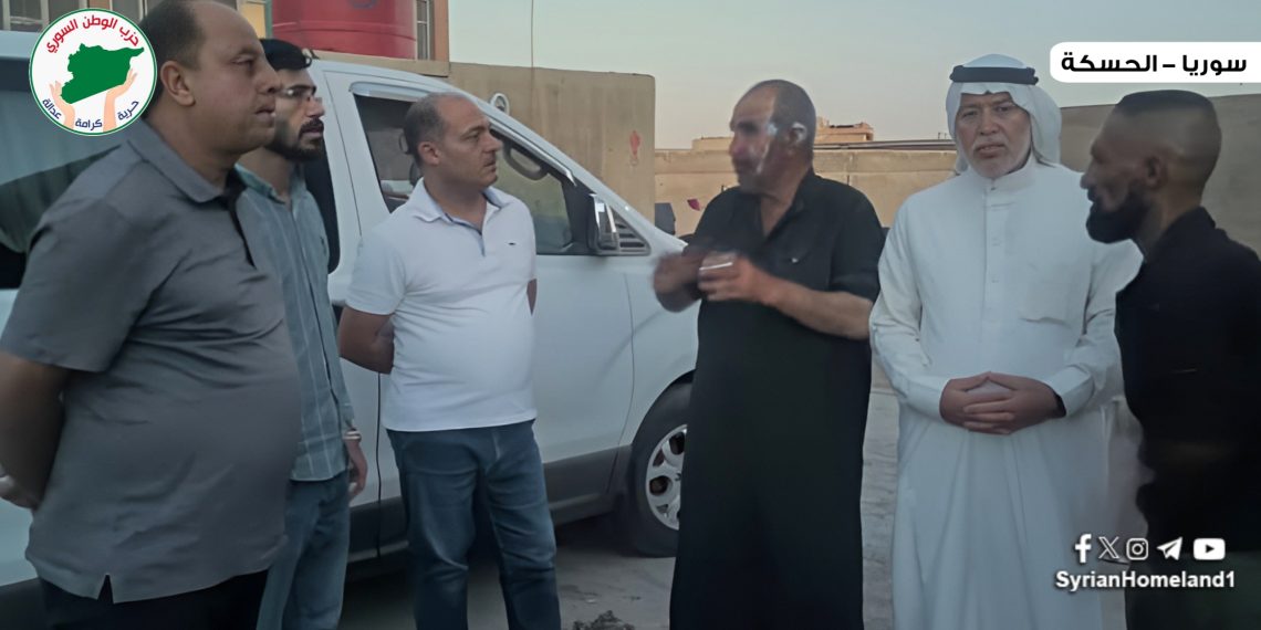 وفد من حزب الوطن السوري يزور مدرسة مروان يوسف في الحسكة بعد حادث حريق ويطمئن على النازحين والمصابين